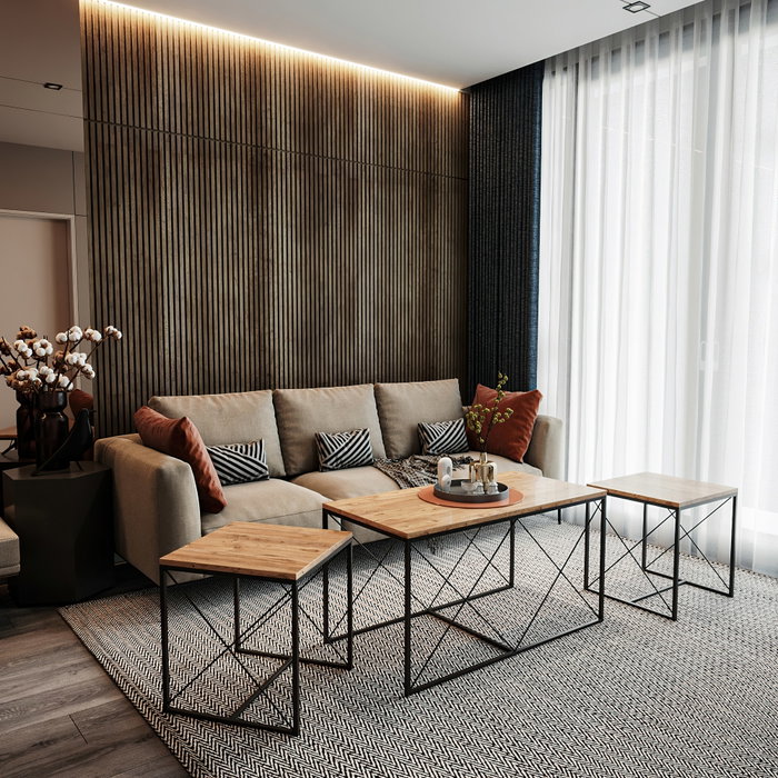 Hanah Home Defne - Atlantic Pine Juego de Mesa de Centro